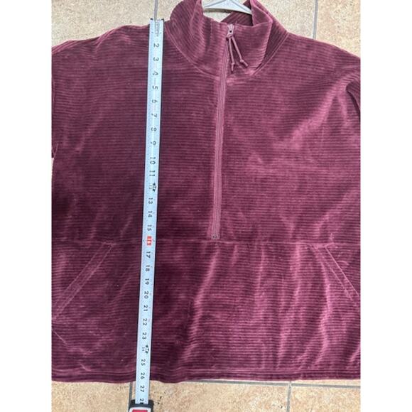 LL Bean-Women's Soft Stretch Corduroy Pullover,Half Zip-Size XL-Deep Wine - Picture 6 of 7